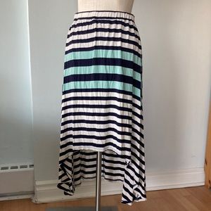Covet striped a-line asymmetrical skirt